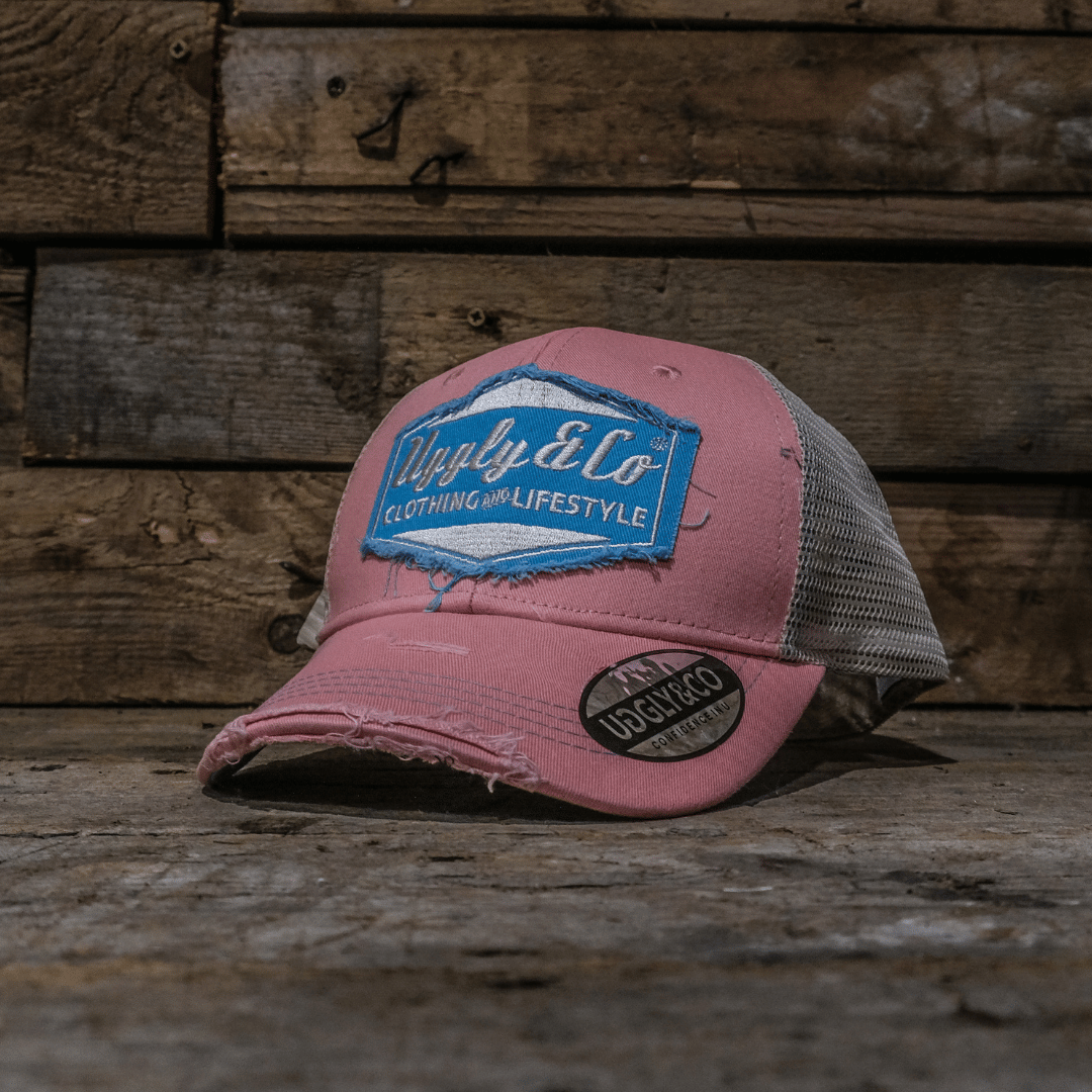 Uggly & Co Pastel Pink & Blue Diamond Trucker Hat – The Vintage Mesh Cap That Completes Every Outfit