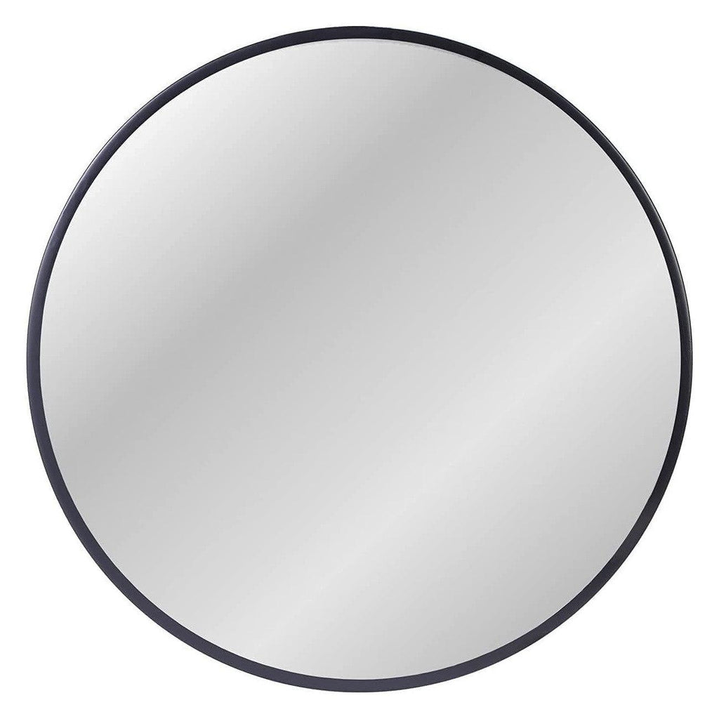 ZENIDA Round Wall Mirror – 50cm Black Metal Frame Modern Bathroom Decor