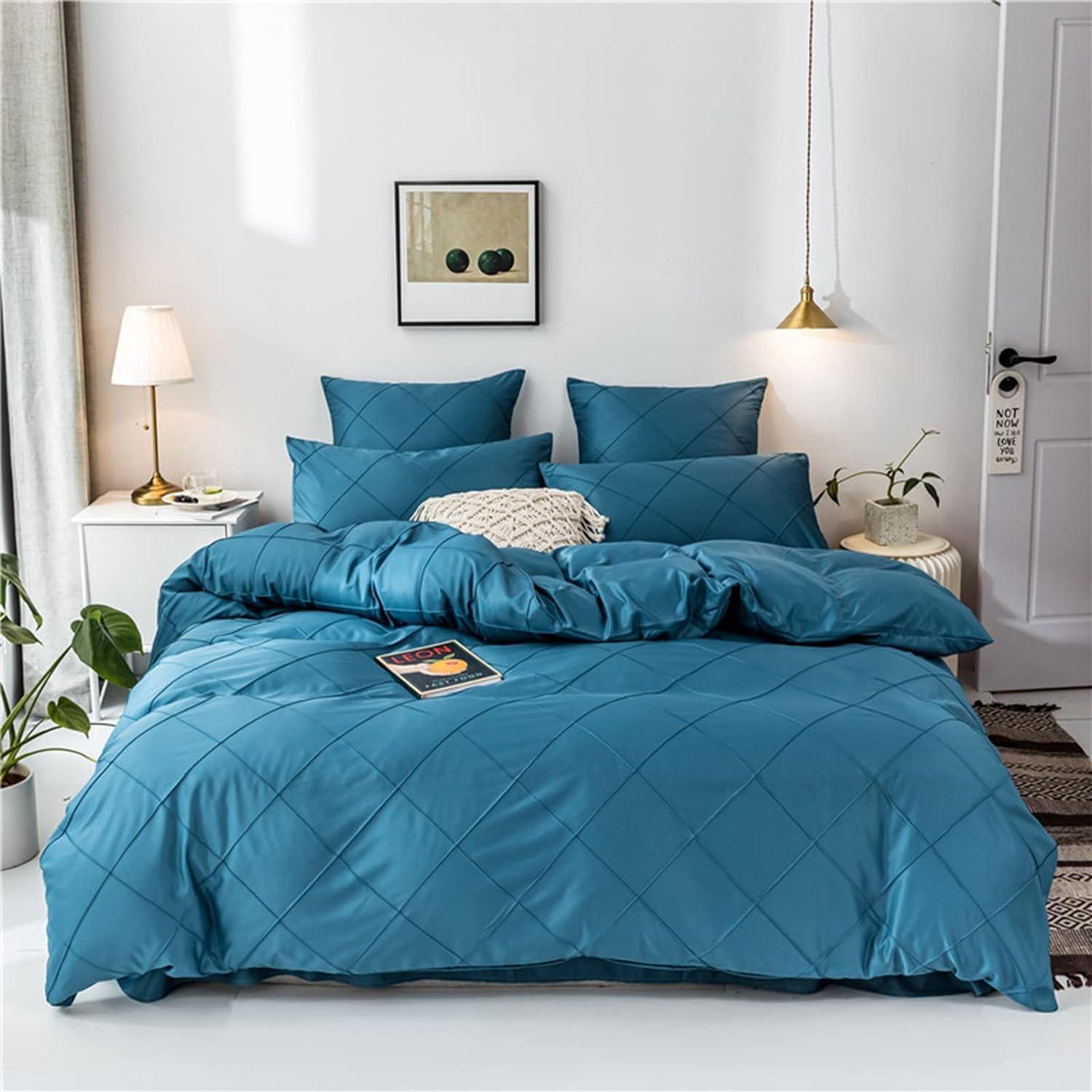 HAVOP King Size Duvet Cover Set | Beige Embossed Stripe Microfiber