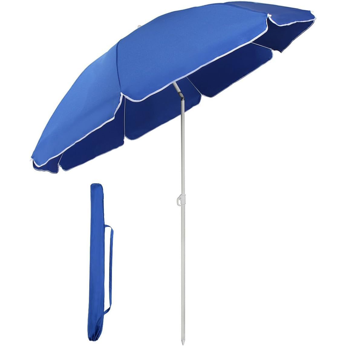 Sekey 1.6m Tilting Beach Umbrella | UV20+ Portable Sun Shelter – Blue