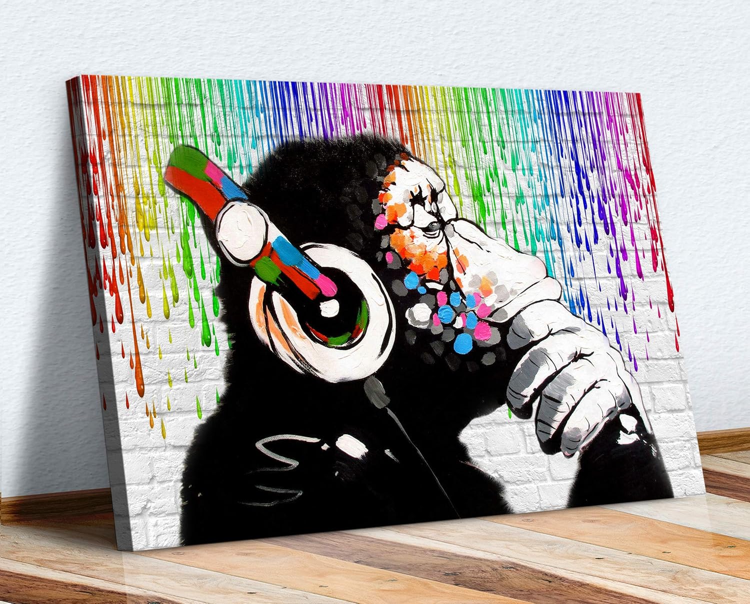 Massive Discounts Banksy Monkey Street Art Canvas Print - 24x16 Inch
