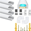 Chesbung U-Shape LED Aluminum Channel with Milky Cover, 1m 4-Pack