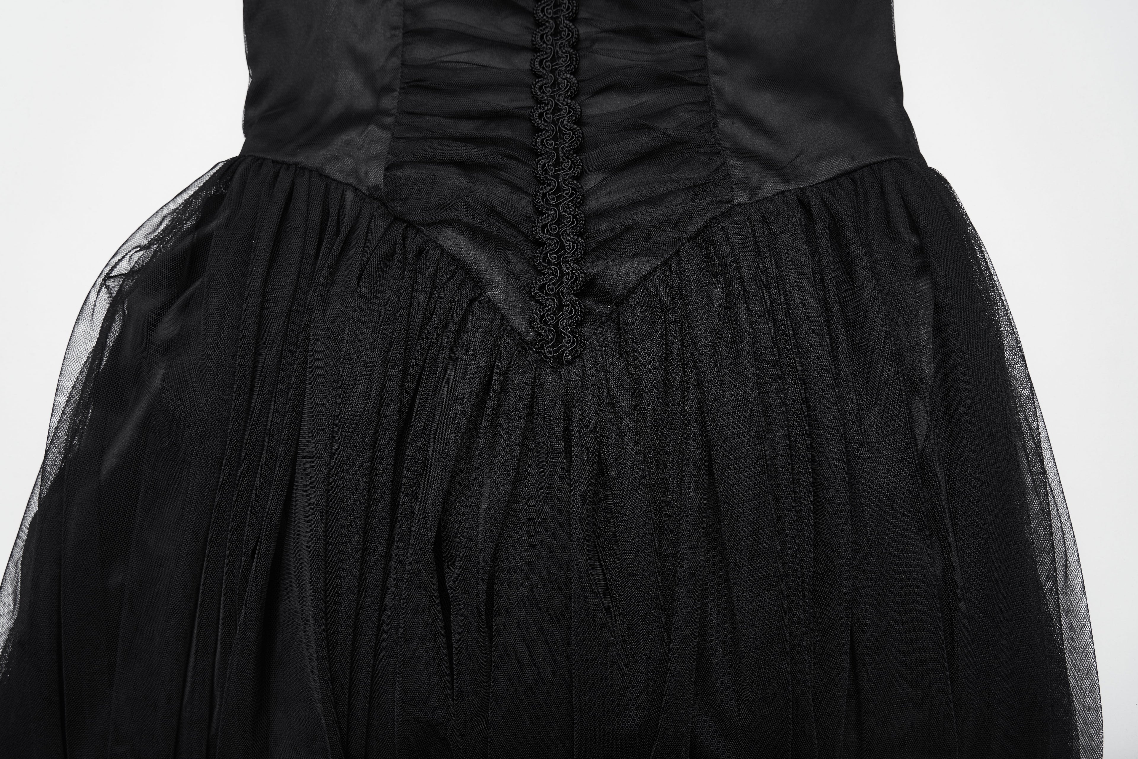Punk Rave Seraphina Goth Dress – Velvet Floral Mesh Flying Sleeve