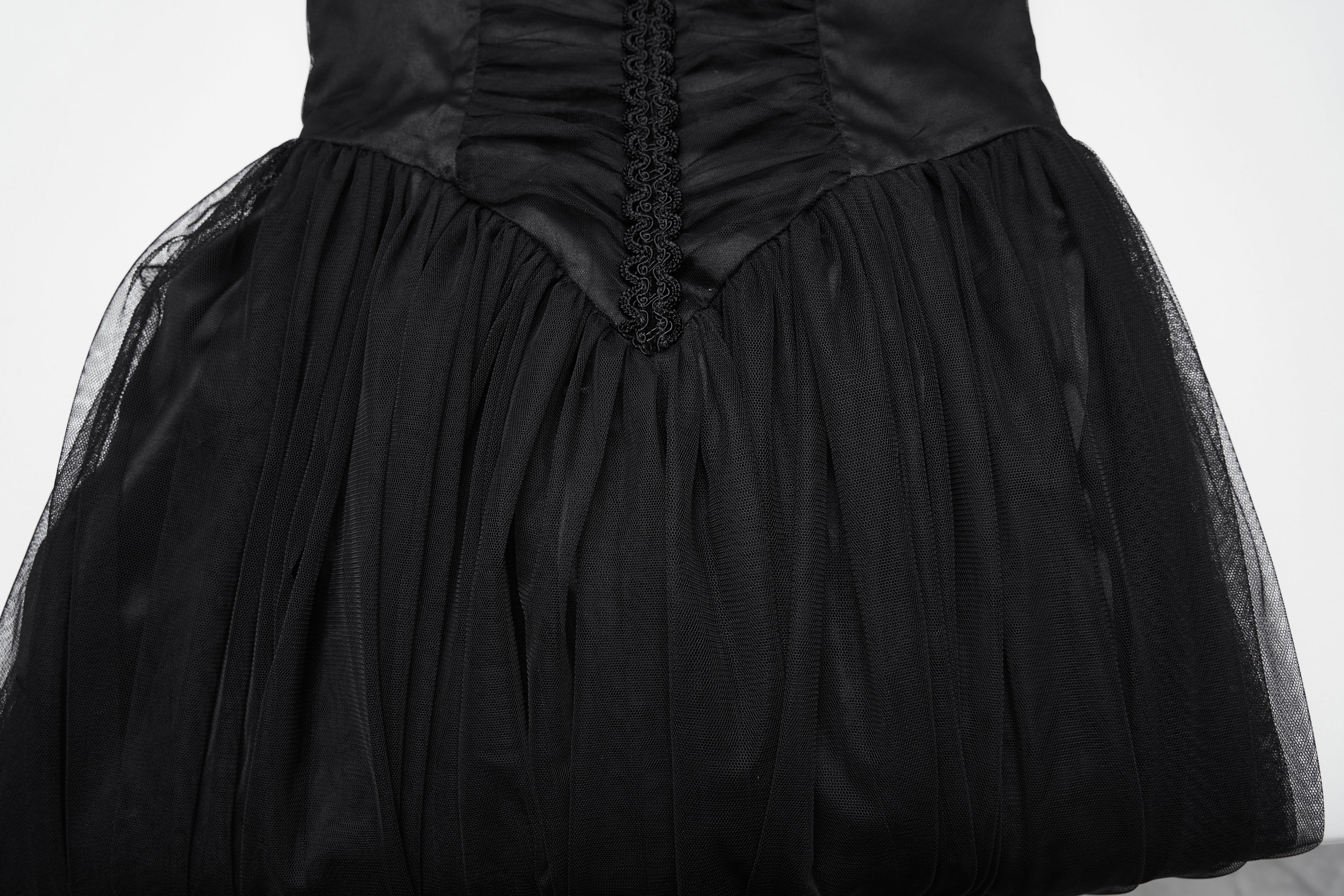 Punk Rave Seraphina Goth Dress – Velvet Floral Mesh Flying Sleeve