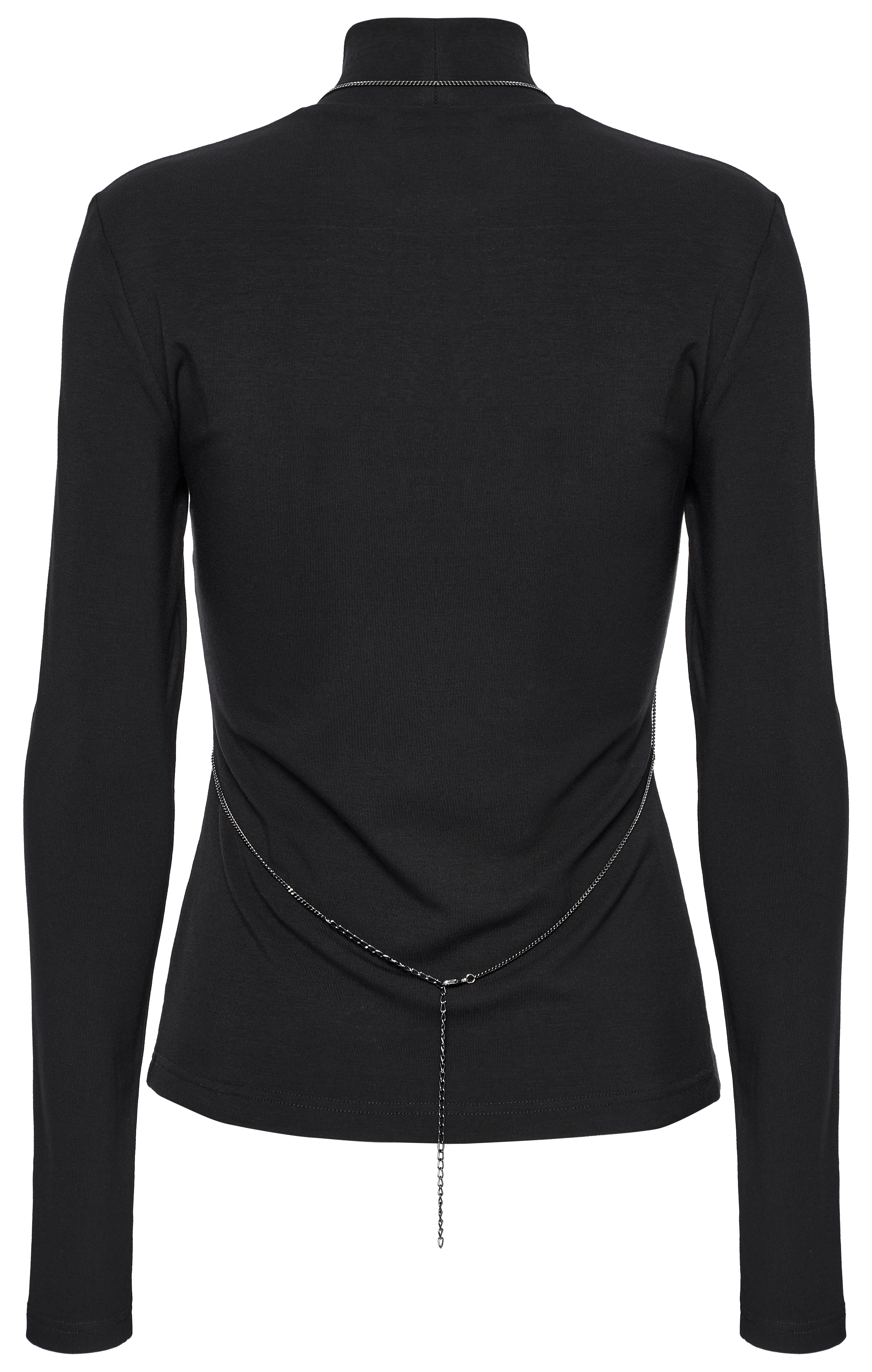 Punk Rave Morrigan Bat Chain Goth Top – Black Mesh Knit Blouse