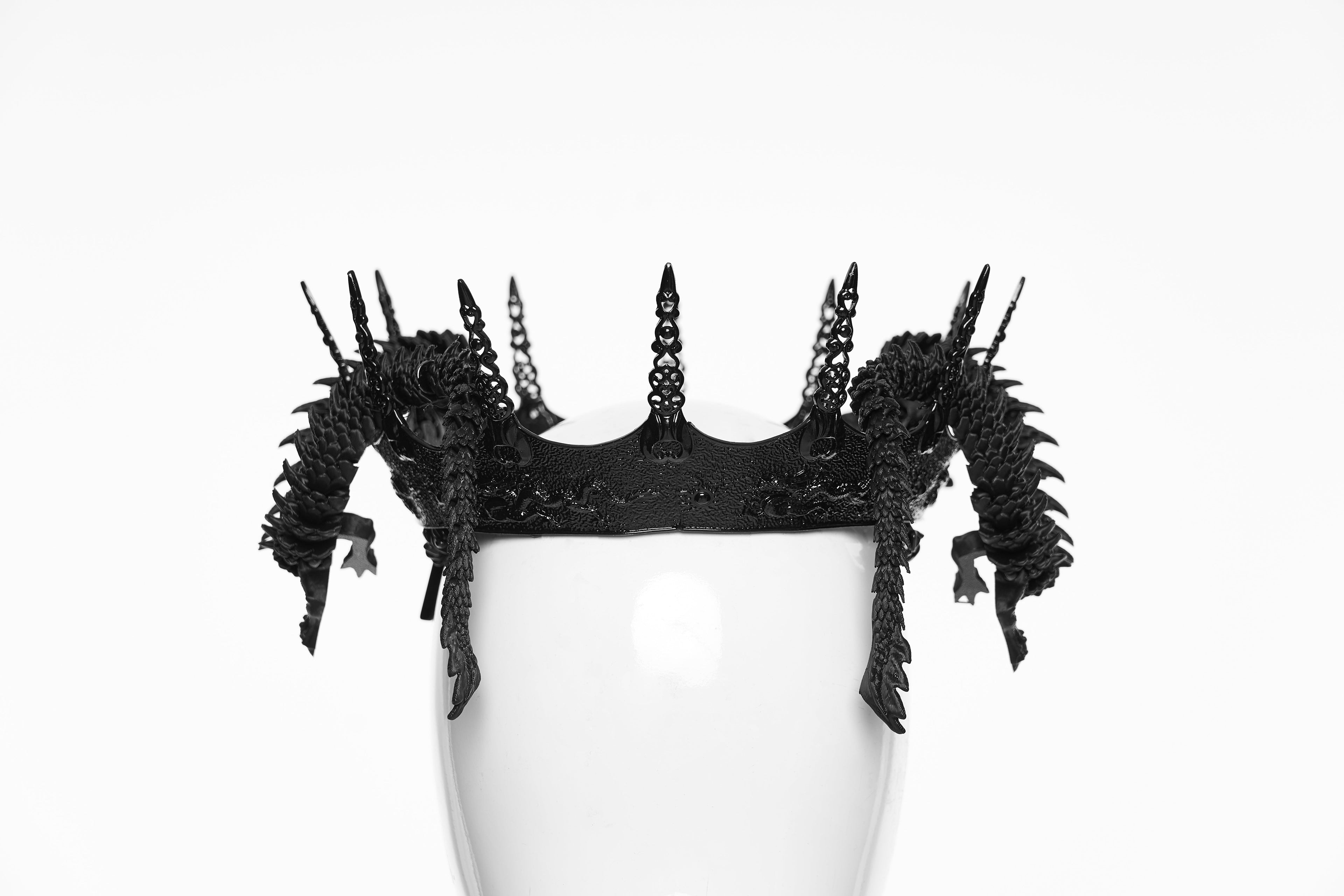 Punk Rave Goth Coiling Dragon Crown | 3D Printed Spiked Headpiece