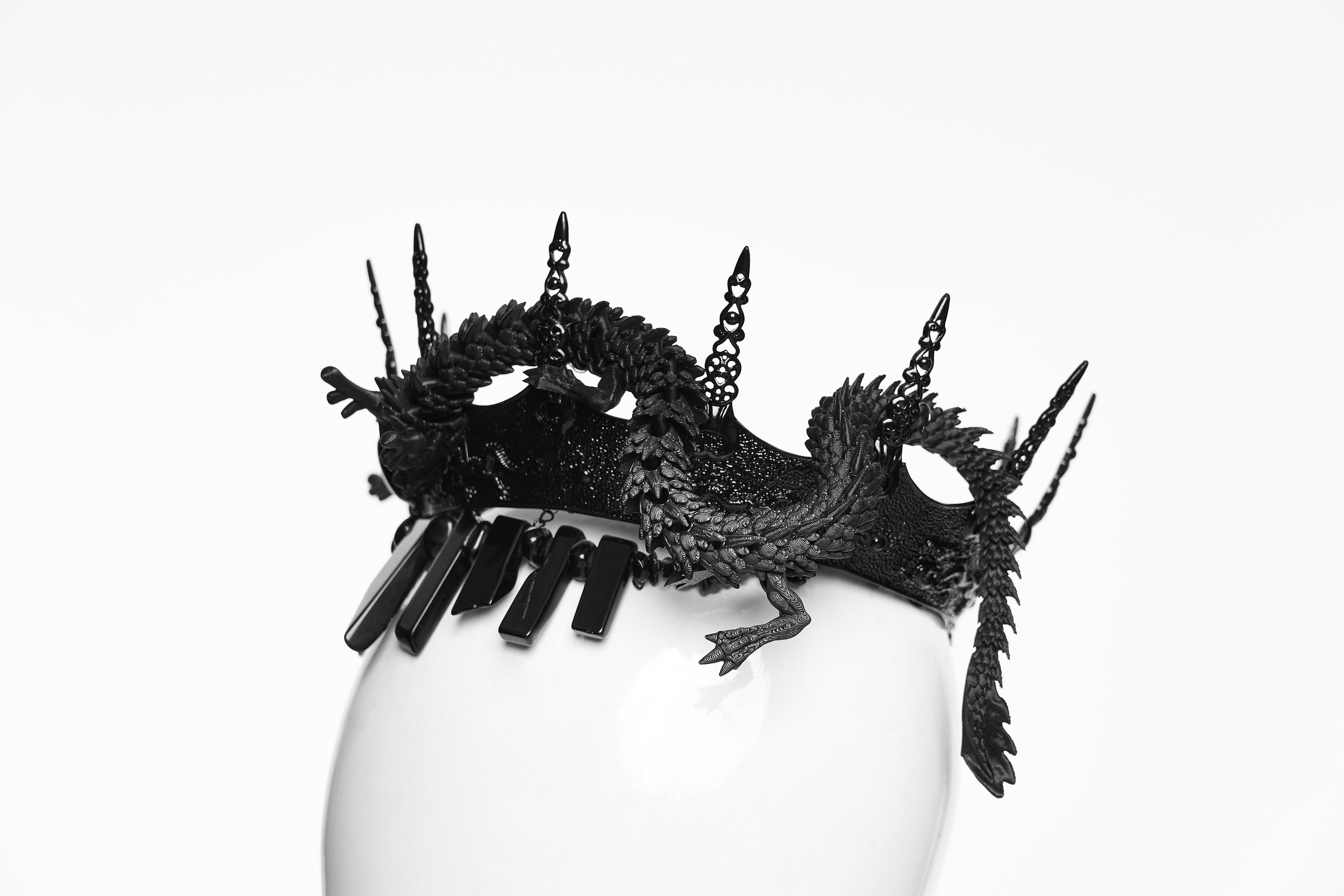 Punk Rave Goth Coiling Dragon Crown | 3D Printed Spiked Headpiece