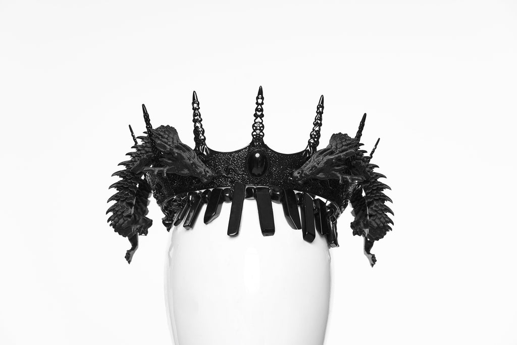 Punk Rave Goth Coiling Dragon Crown | 3D Printed Spiked Headpiece