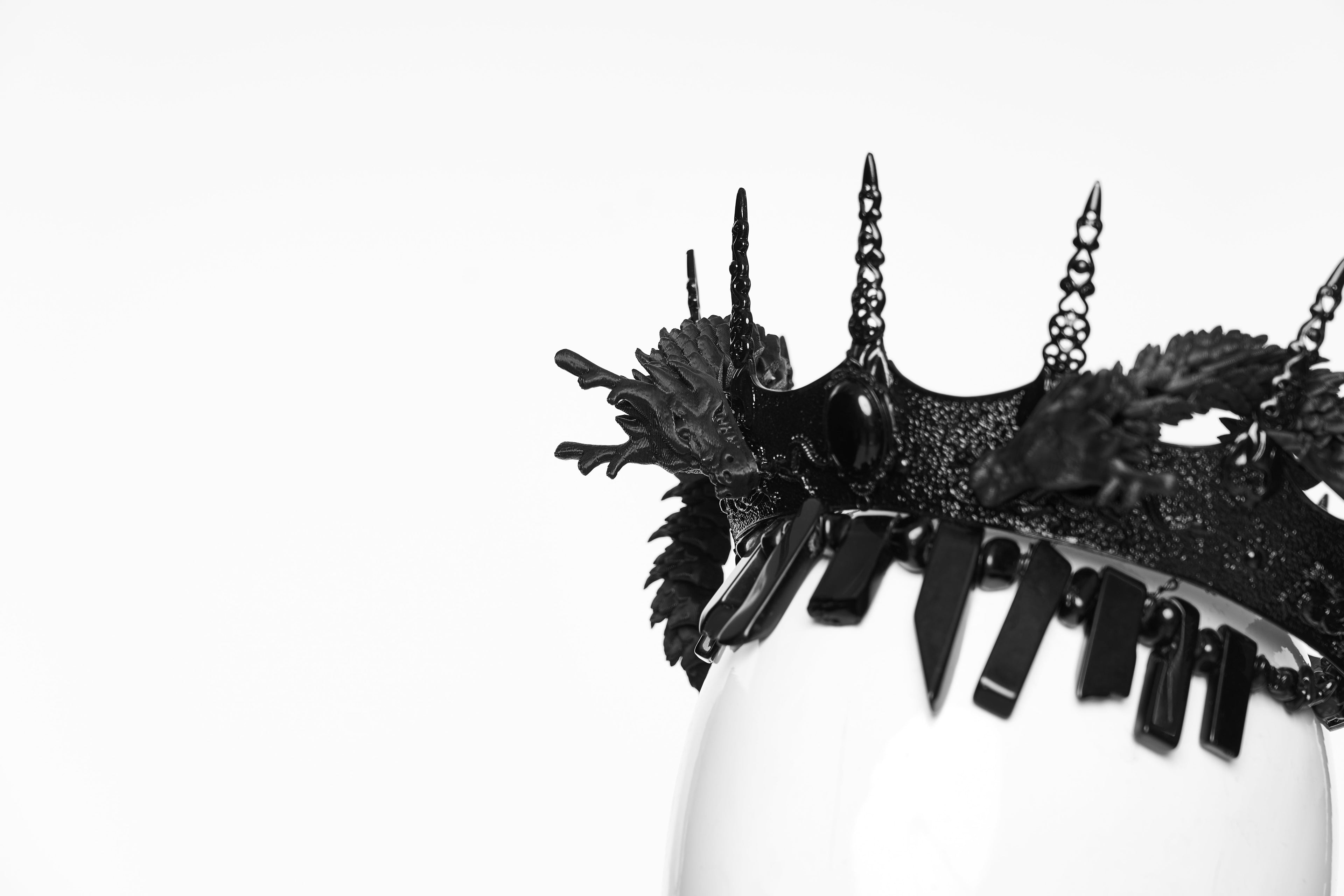 Punk Rave Goth Coiling Dragon Crown | 3D Printed Spiked Headpiece