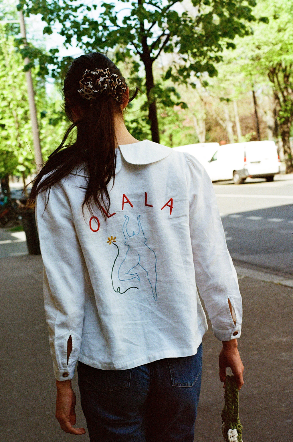 OLALA Embroidered Claudine Linen Blouse - White  x Laetitia Rouget - Delivery from June 2026