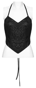Punk Rave Goth Camisole Top – Lace and Mesh Embroidered Halter