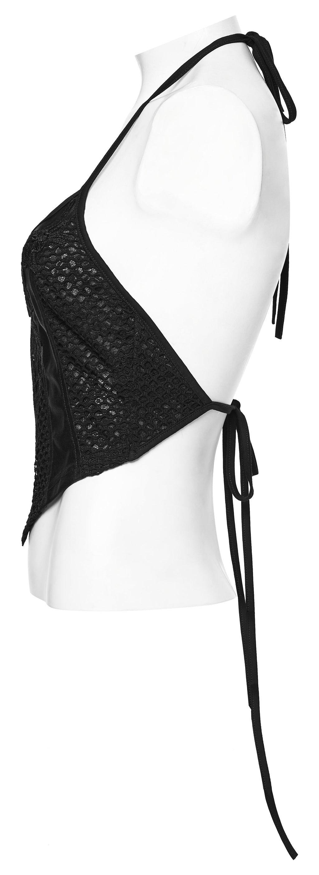 Punk Rave Goth Camisole Top – Lace and Mesh Embroidered Halter