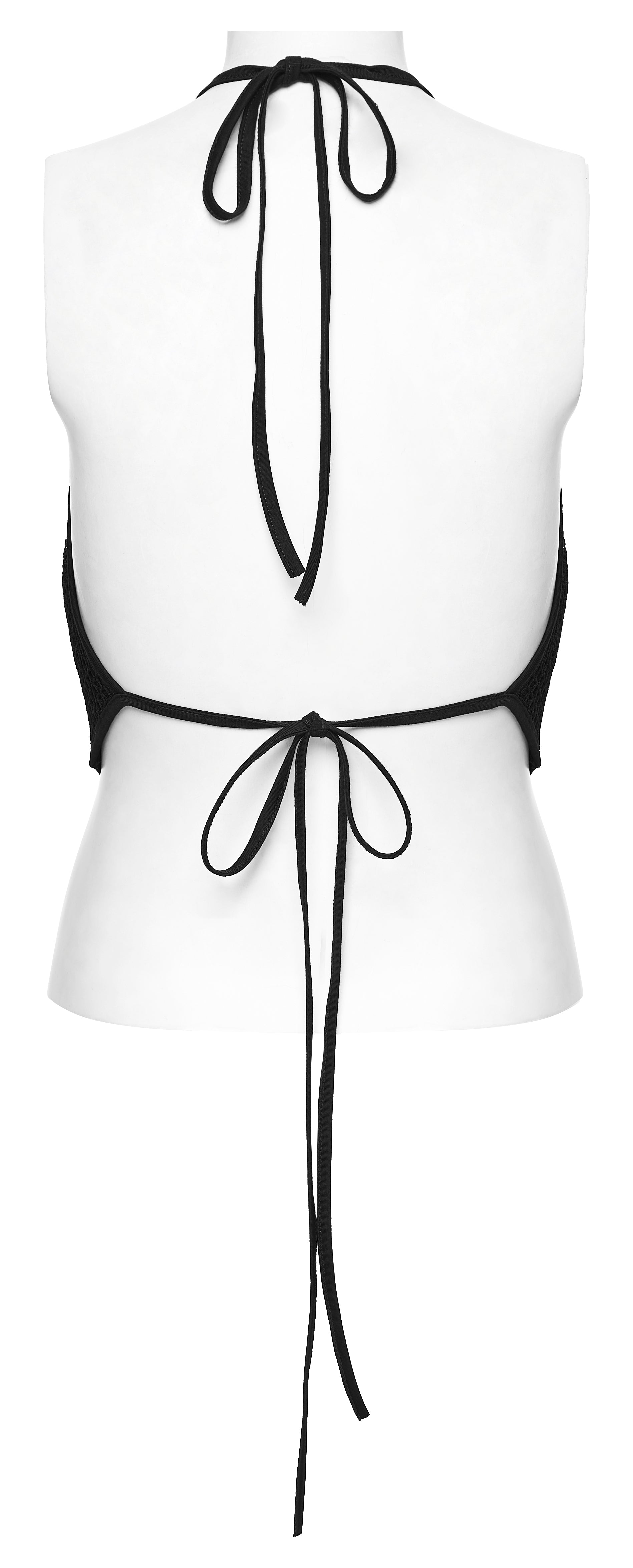 Punk Rave Goth Camisole Top – Lace and Mesh Embroidered Halter