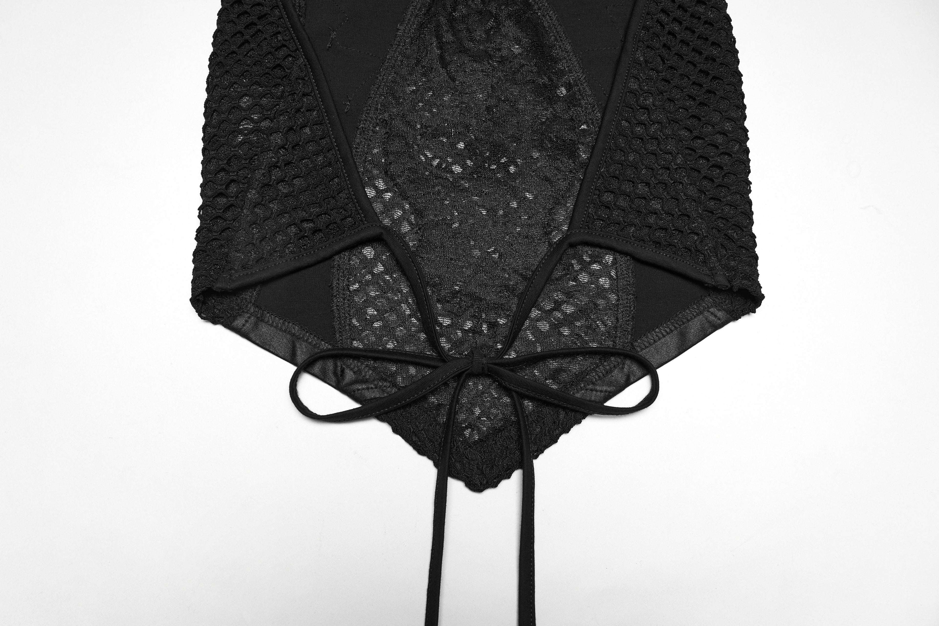Punk Rave Goth Camisole Top – Lace and Mesh Embroidered Halter