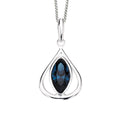 Gecko Jewellery Montana Blue Crystal Teardrop Pendant in Sterling Silver