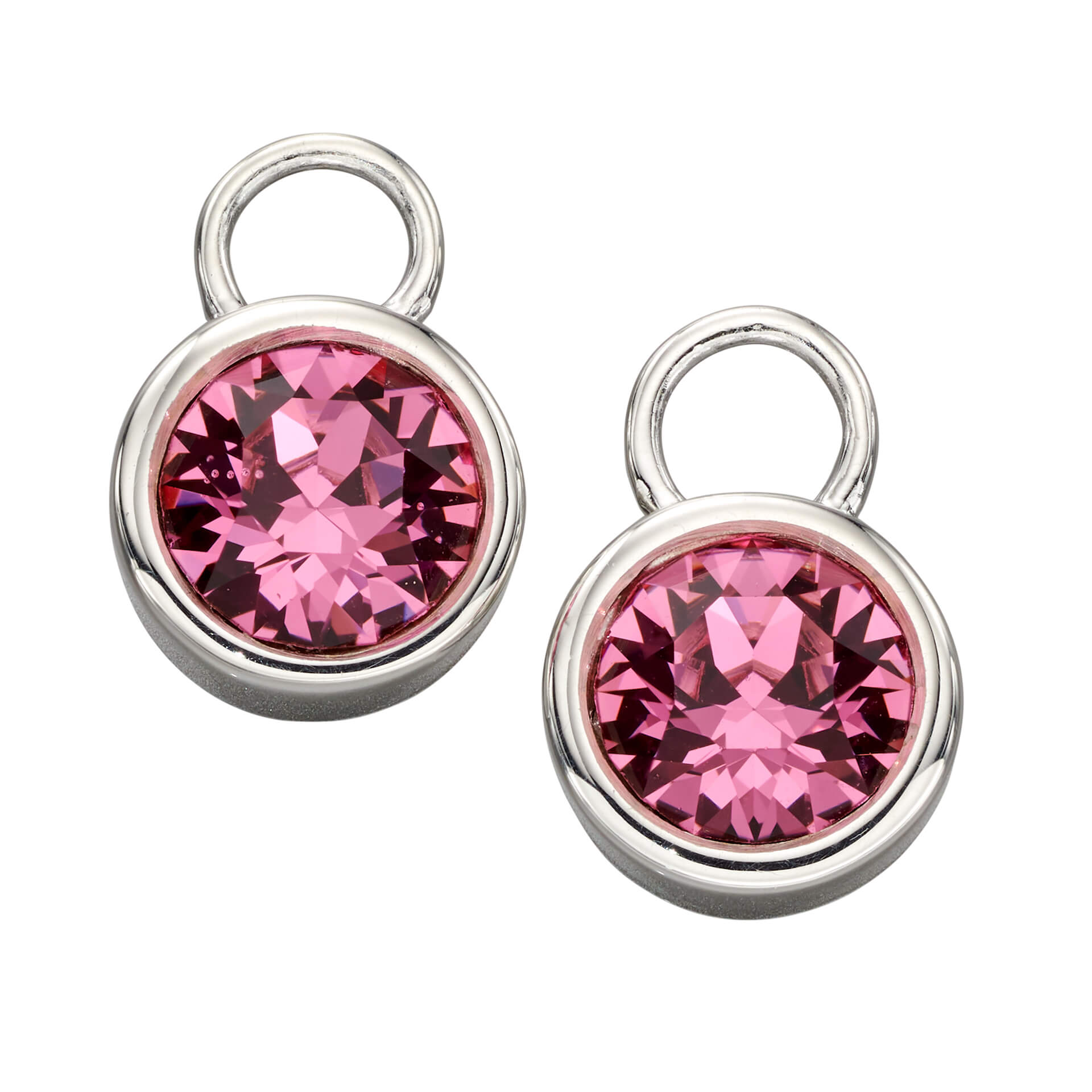 Gecko Jewellery Crystal Birthstone Hoop Earring Charms in Sterling Silver