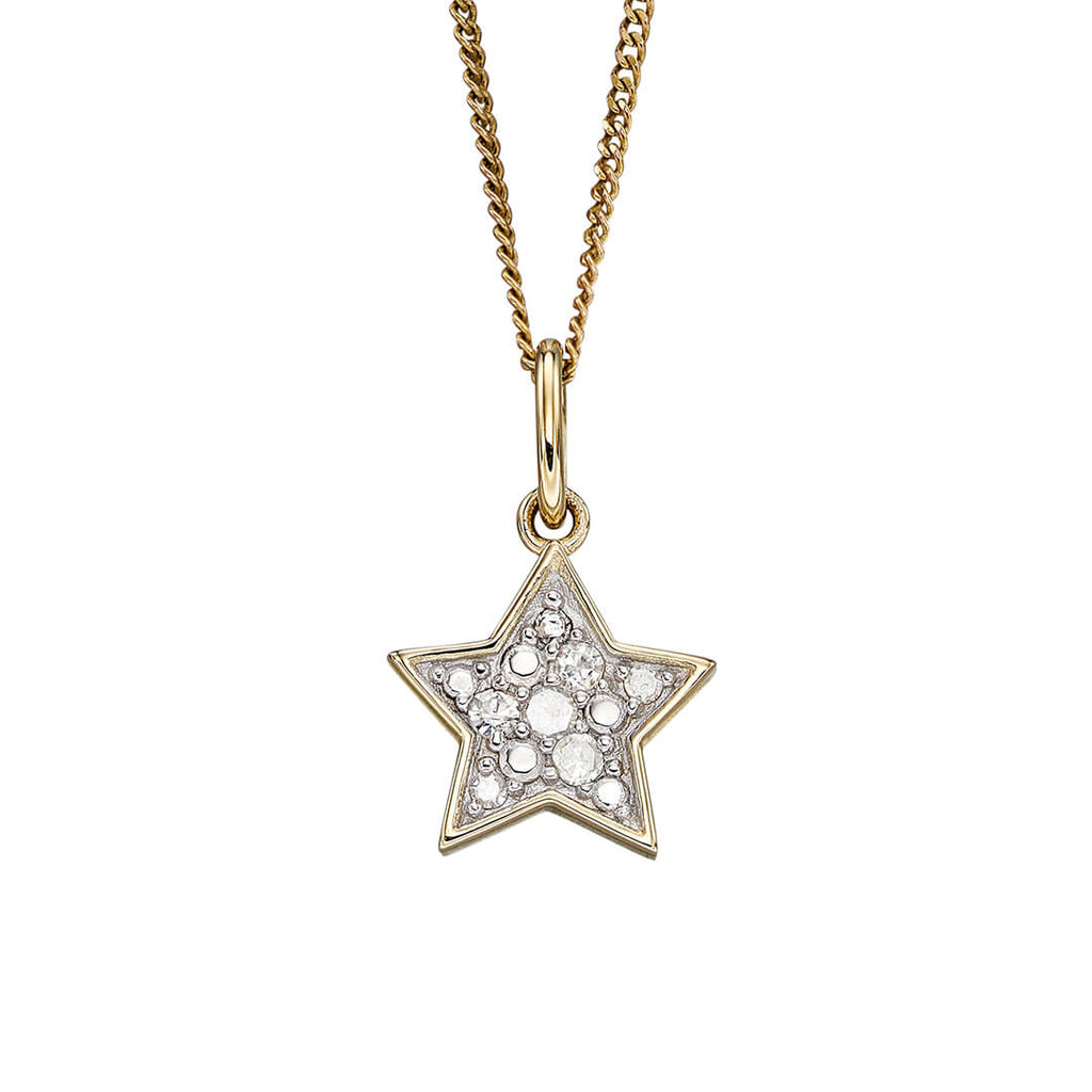 Gecko Jewellery Star Diamond Pendant in 9ct Gold - Sparkling Necklace
