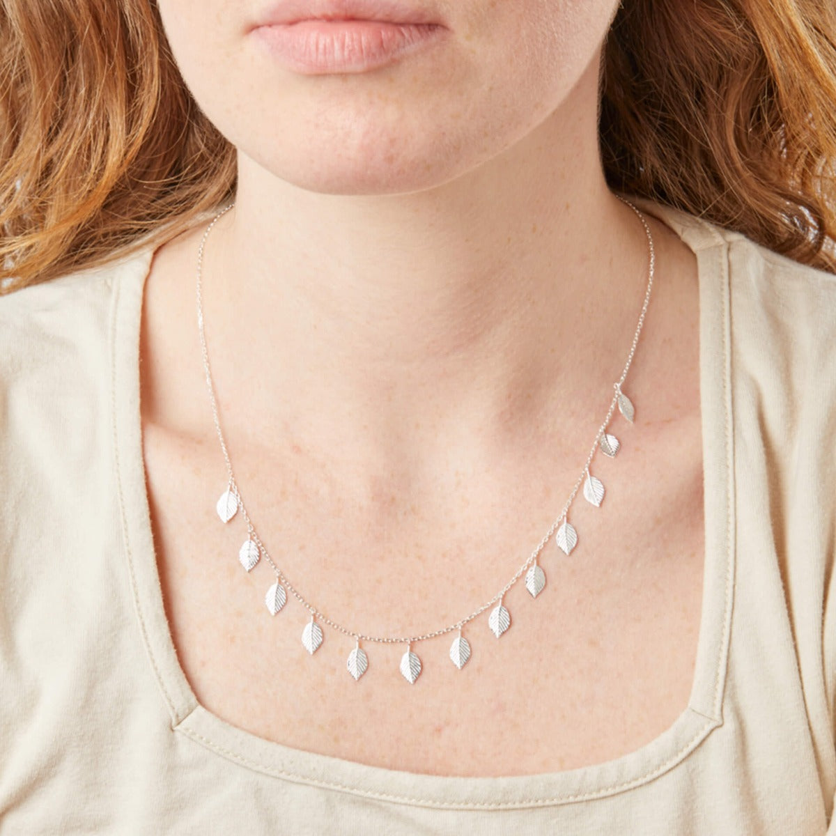 Gecko Jewellery Sterling Silver Multi Leaf Necklace | 45cm-50cm