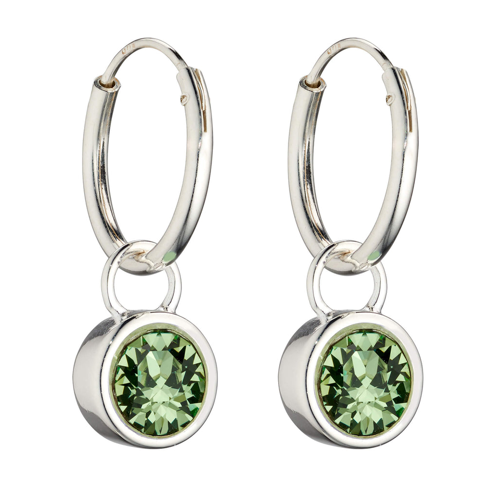 Gecko Jewellery Crystal Birthstone Hoop Earring Charms in Sterling Silver