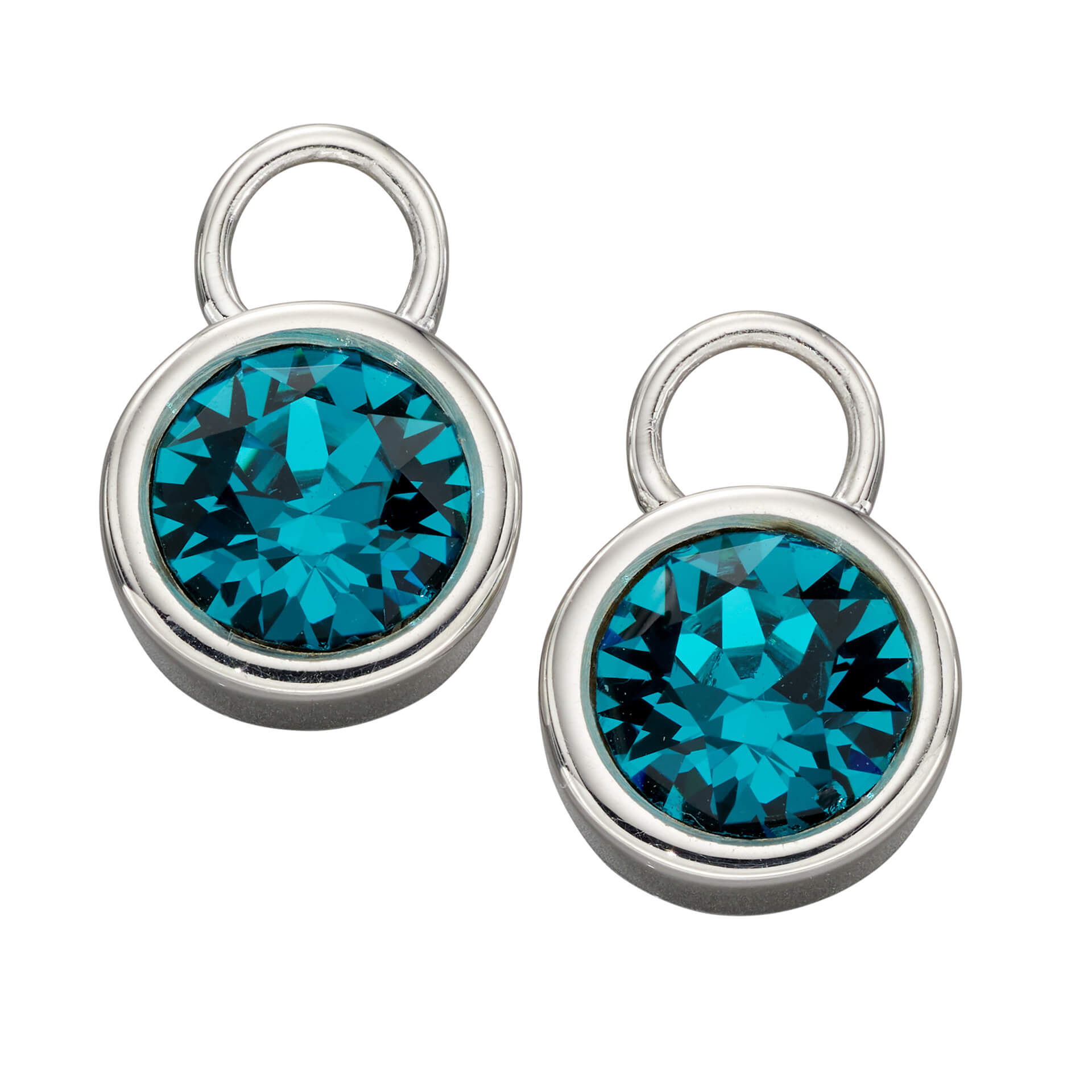 Gecko Jewellery Crystal Birthstone Hoop Earring Charms in Sterling Silver
