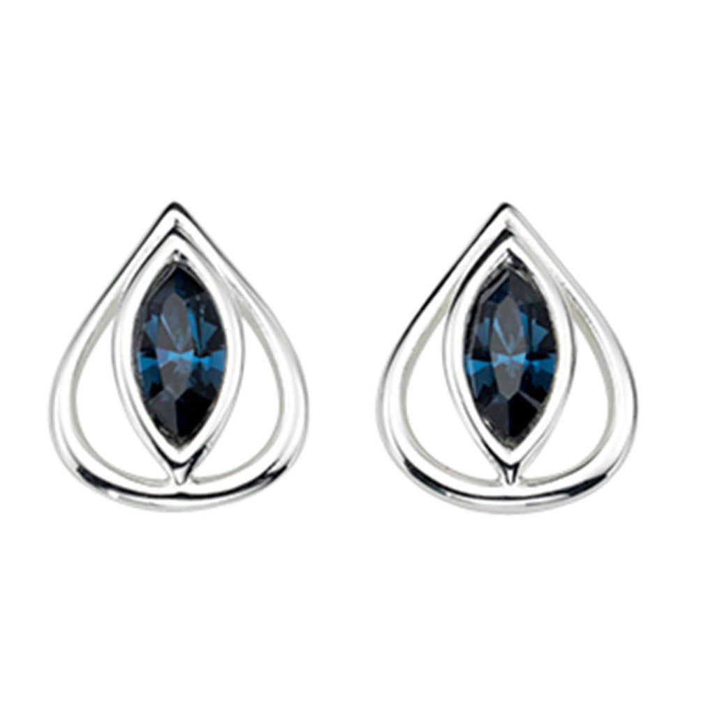 Gecko Jewellery Sterling Silver Montana Blue Crystal Teardrop Earrings