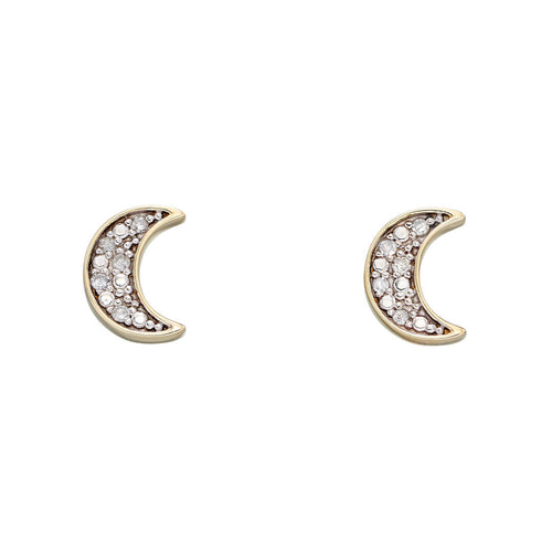 Moon Diamond Stud Earrings in 9ct Gold | Gecko Jewellery Retail