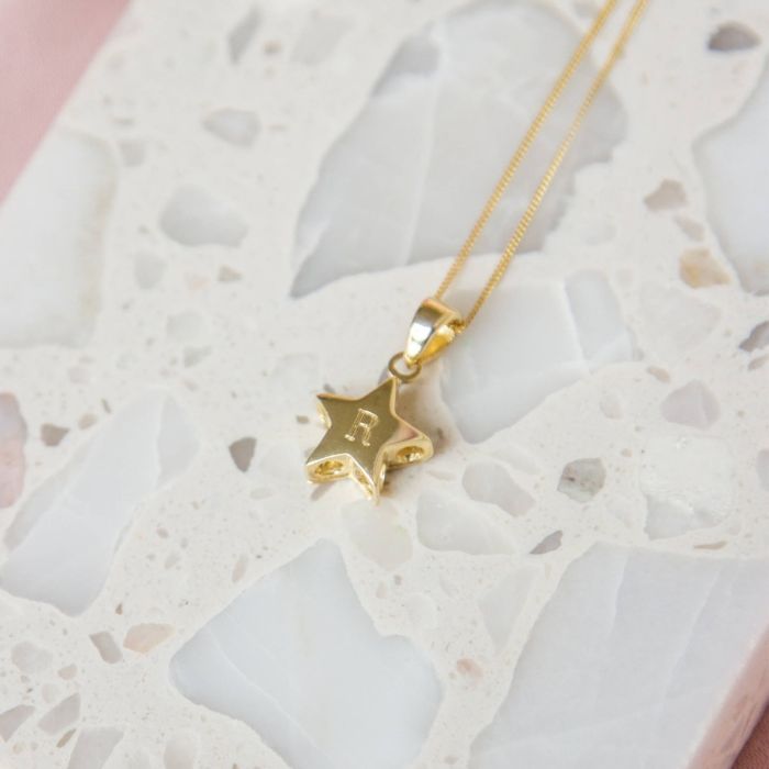 Gecko Jewellery 9ct Yellow Gold Small Star Pendant for Engraving