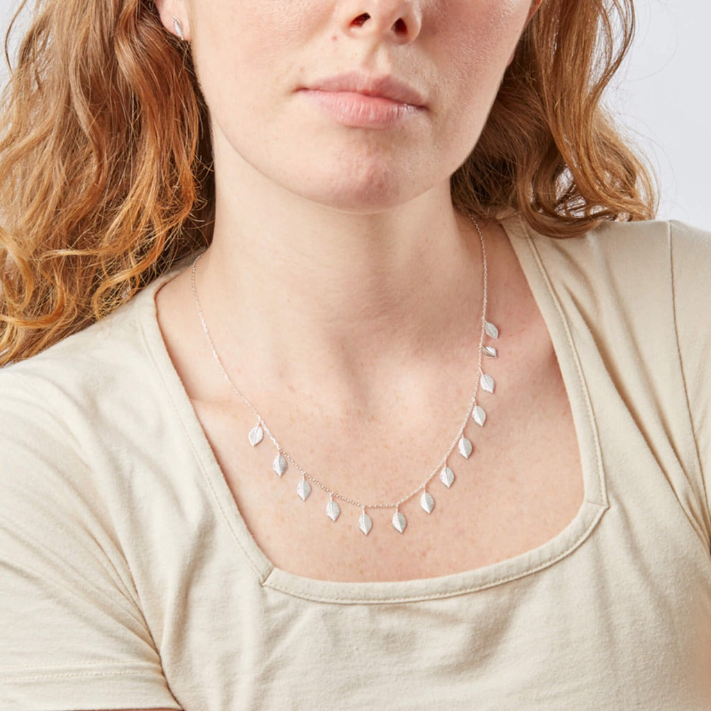 Gecko Jewellery Sterling Silver Multi Leaf Necklace | 45cm-50cm