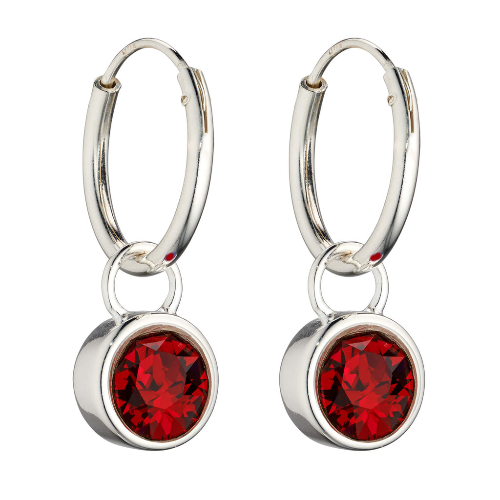 Gecko Jewellery Crystal Birthstone Hoop Earring Charms in Sterling Silver