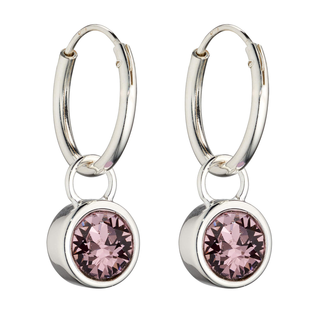 Gecko Jewellery Crystal Birthstone Hoop Earring Charms in Sterling Silver