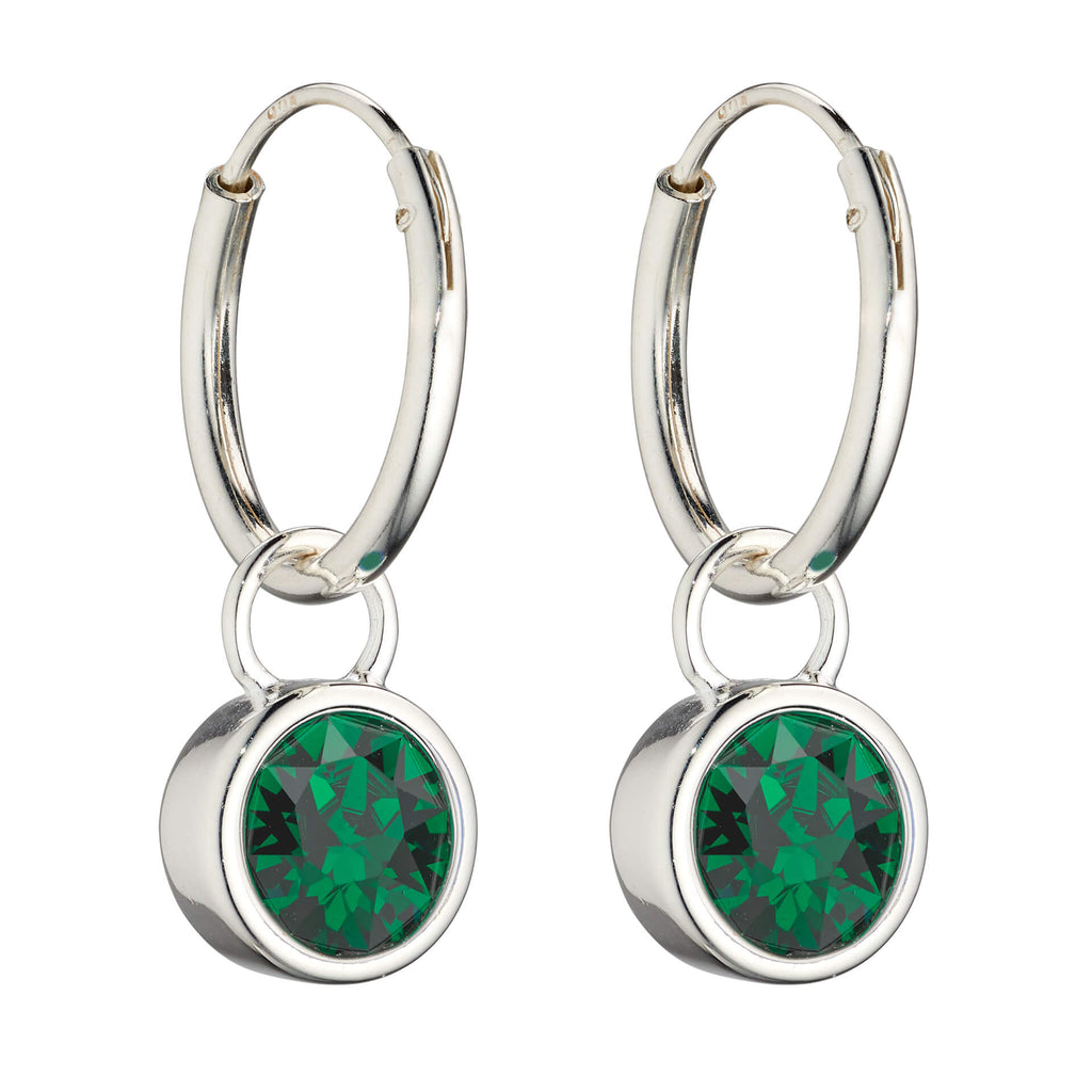Gecko Jewellery Crystal Birthstone Hoop Earring Charms in Sterling Silver