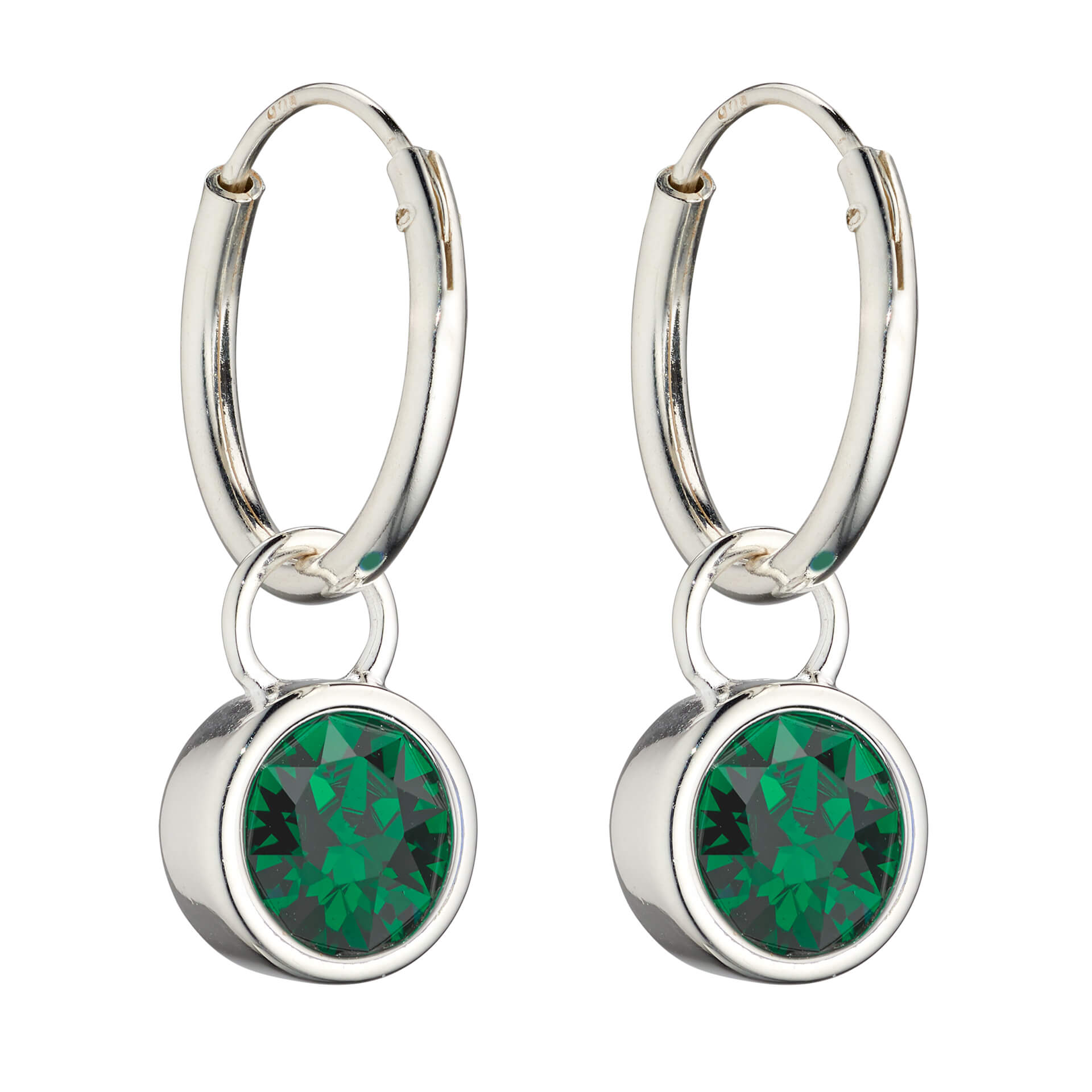 Gecko Jewellery Crystal Birthstone Hoop Earring Charms in Sterling Silver