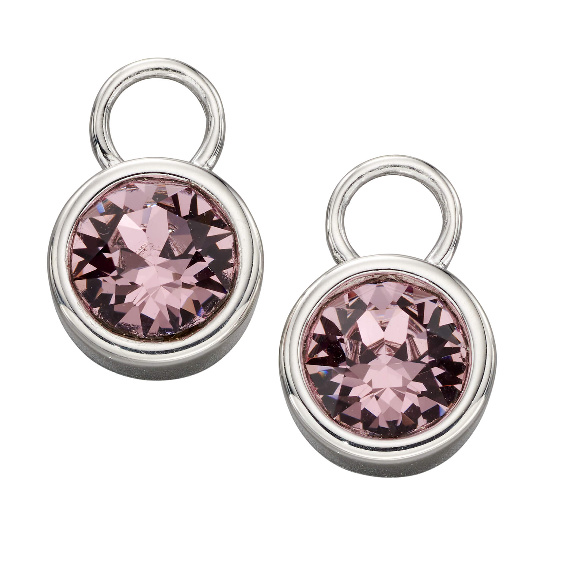 Gecko Jewellery Crystal Birthstone Hoop Earring Charms in Sterling Silver