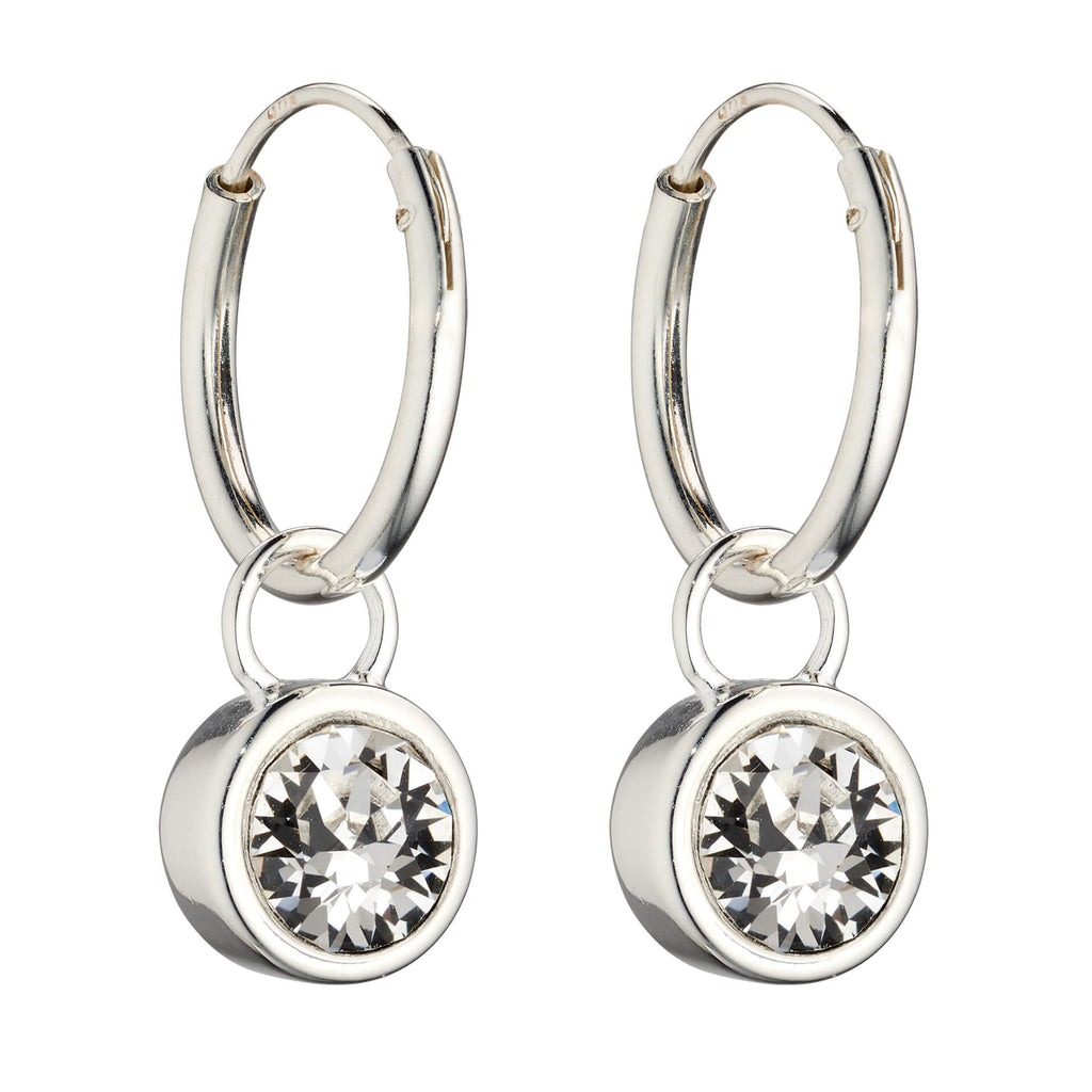 Gecko Jewellery Crystal Birthstone Hoop Earring Charms in Sterling Silver