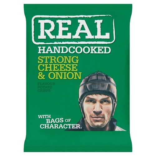 REAL Crisps Cheese & Onion – Hand Cooked Potato Crisps, 35g Bag