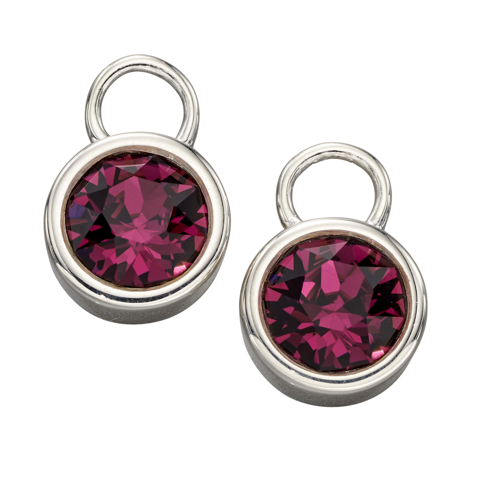 Gecko Jewellery Crystal Birthstone Hoop Earring Charms in Sterling Silver