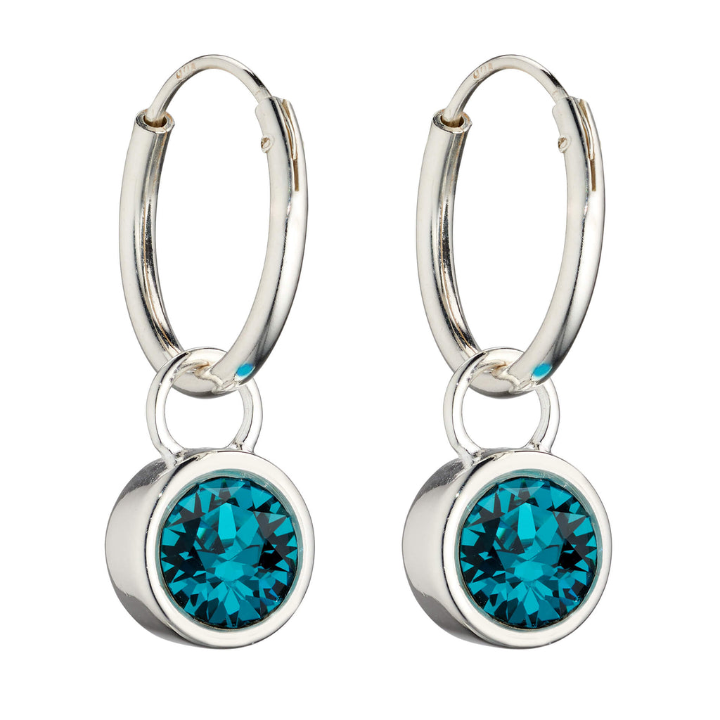 Gecko Jewellery Crystal Birthstone Hoop Earring Charms in Sterling Silver