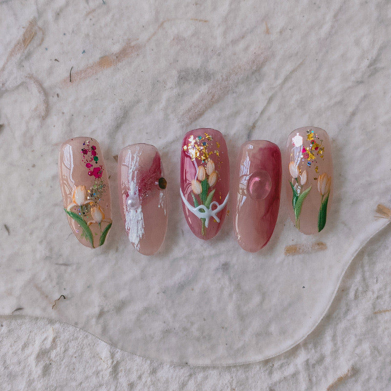 Spring Tulip Nail Deco Stickers – LuLuFun Studio Floral Nail Art