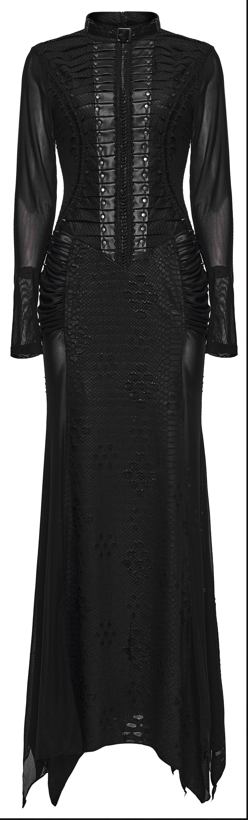 Punk Rave Seraphine Gothic Spinal Lace Panel Maxi Dress – Black