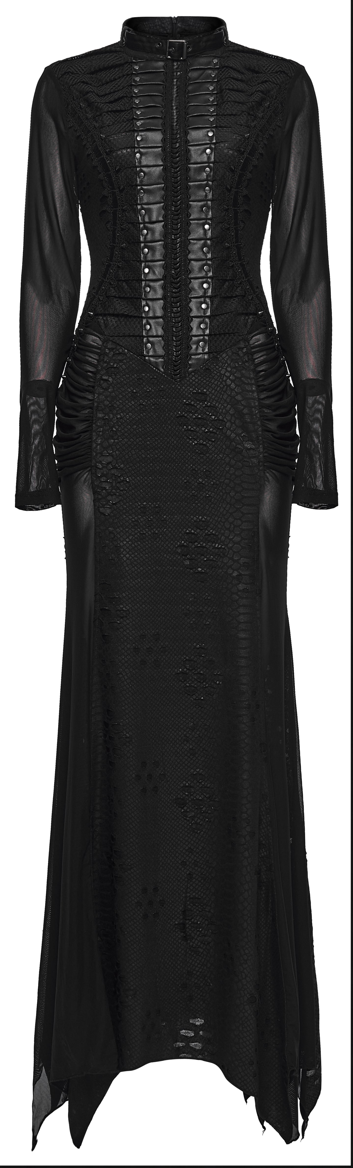 Punk Rave Seraphine Gothic Spinal Lace Panel Maxi Dress – Black