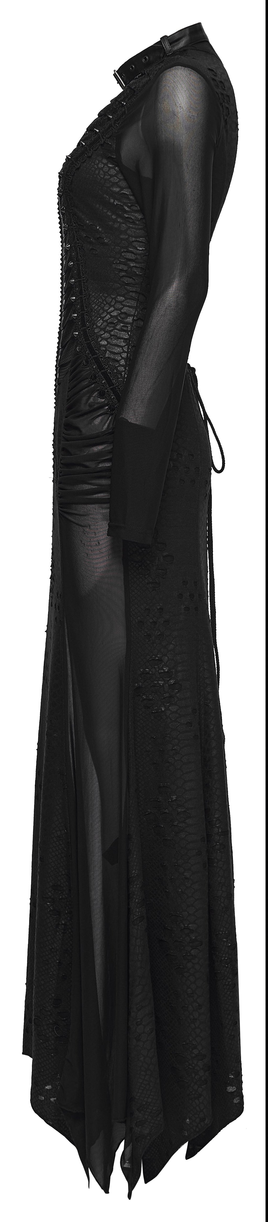 Punk Rave Seraphine Gothic Spinal Lace Panel Maxi Dress – Black