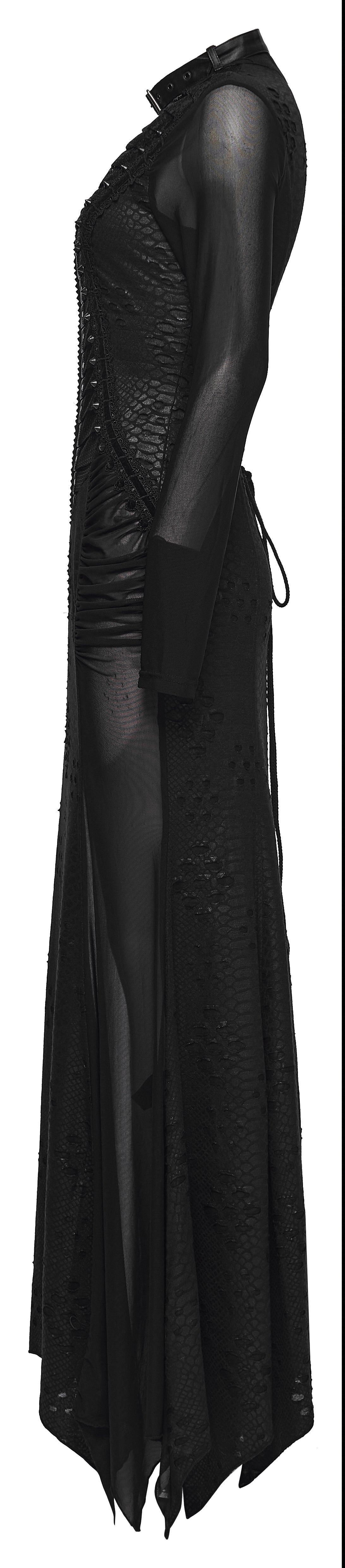 Punk Rave Seraphine Gothic Spinal Lace Panel Maxi Dress – Black