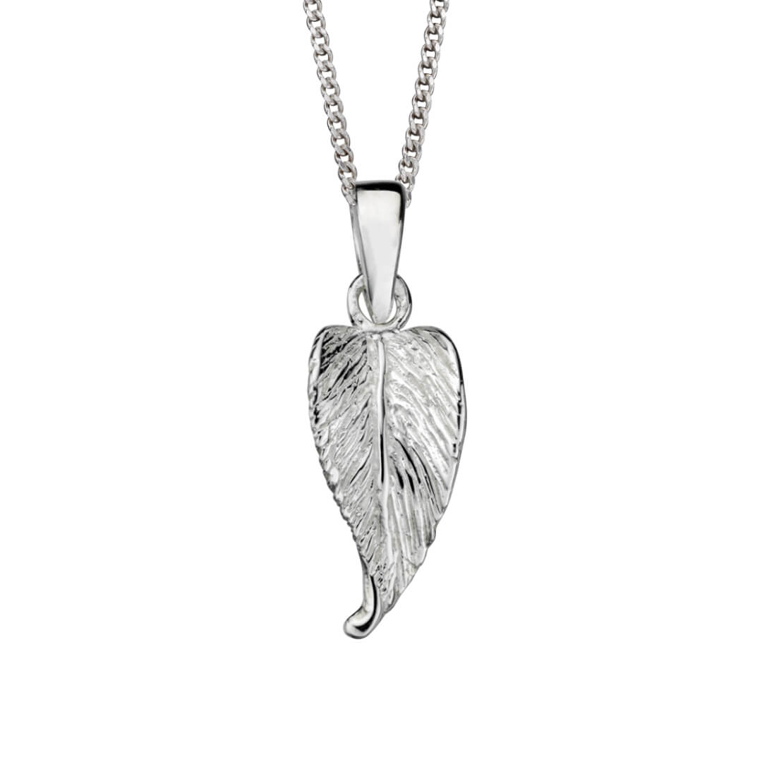 Leaf Drop Pendant Necklace in Silver by Gecko Jewellery Retail