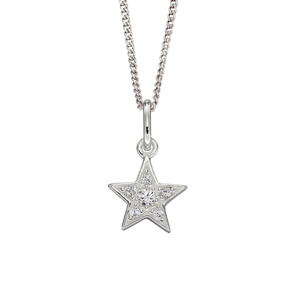 Gecko Jewellery Pave Set Star Pendant with Cubic Zirconia Stones