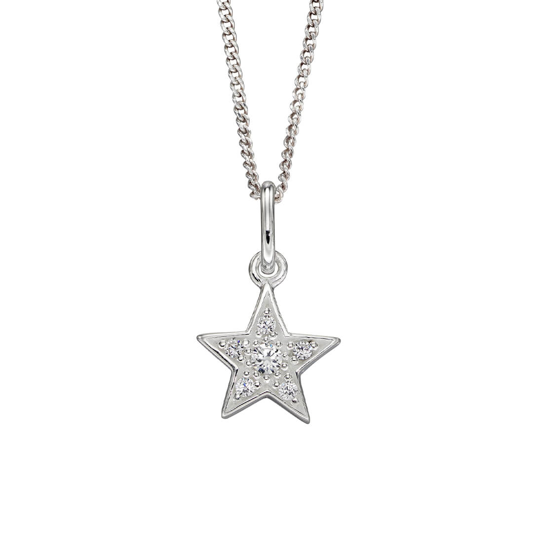 Gecko Jewellery Pave Set Star Pendant with Cubic Zirconia Stones