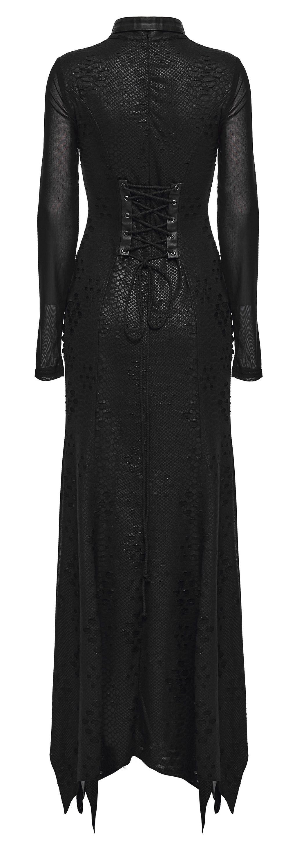 Punk Rave Seraphine Gothic Spinal Lace Panel Maxi Dress – Black