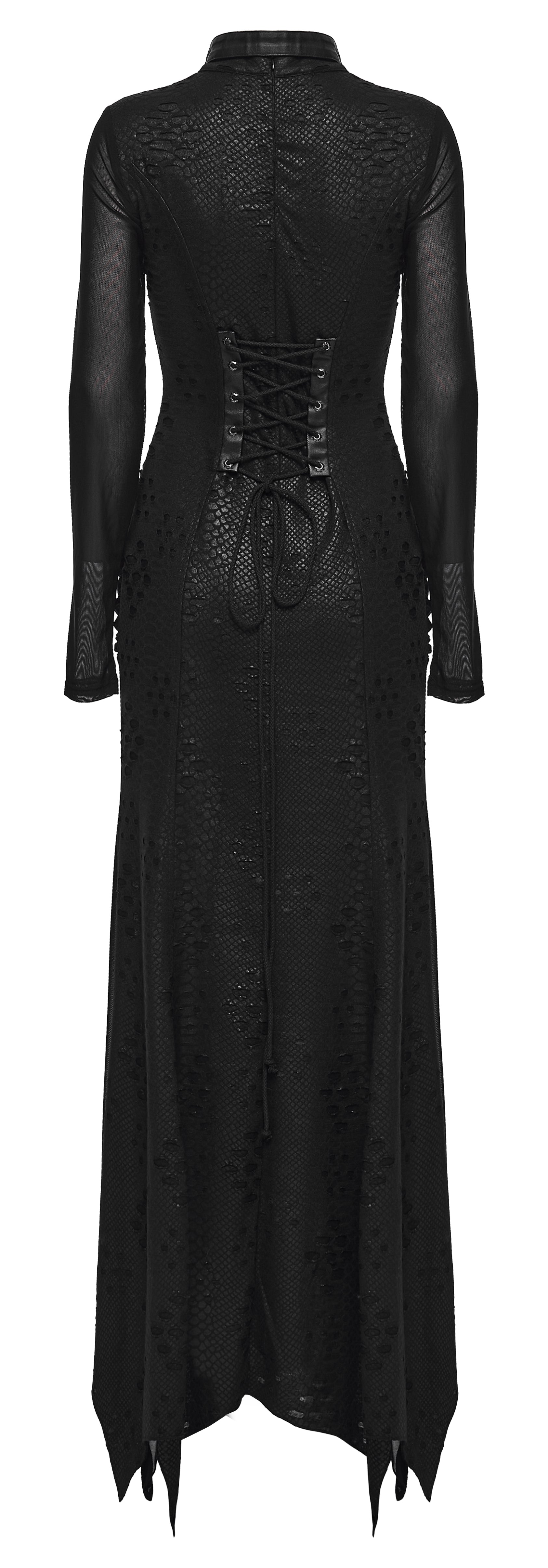 Punk Rave Seraphine Gothic Spinal Lace Panel Maxi Dress – Black