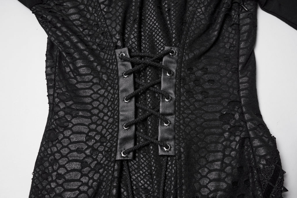 Punk Rave Seraphine Gothic Spinal Lace Panel Maxi Dress – Black