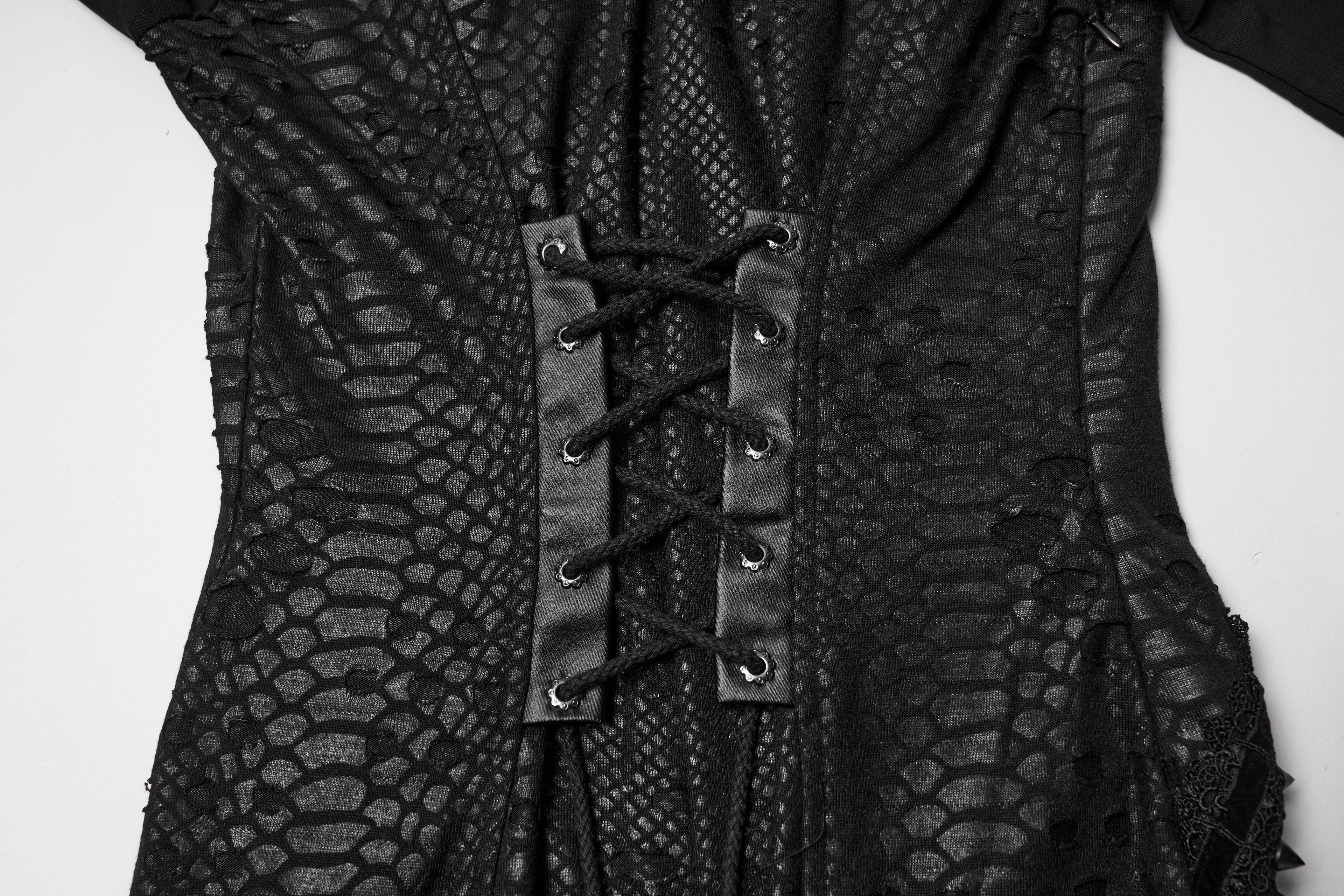 Punk Rave Seraphine Gothic Spinal Lace Panel Maxi Dress – Black