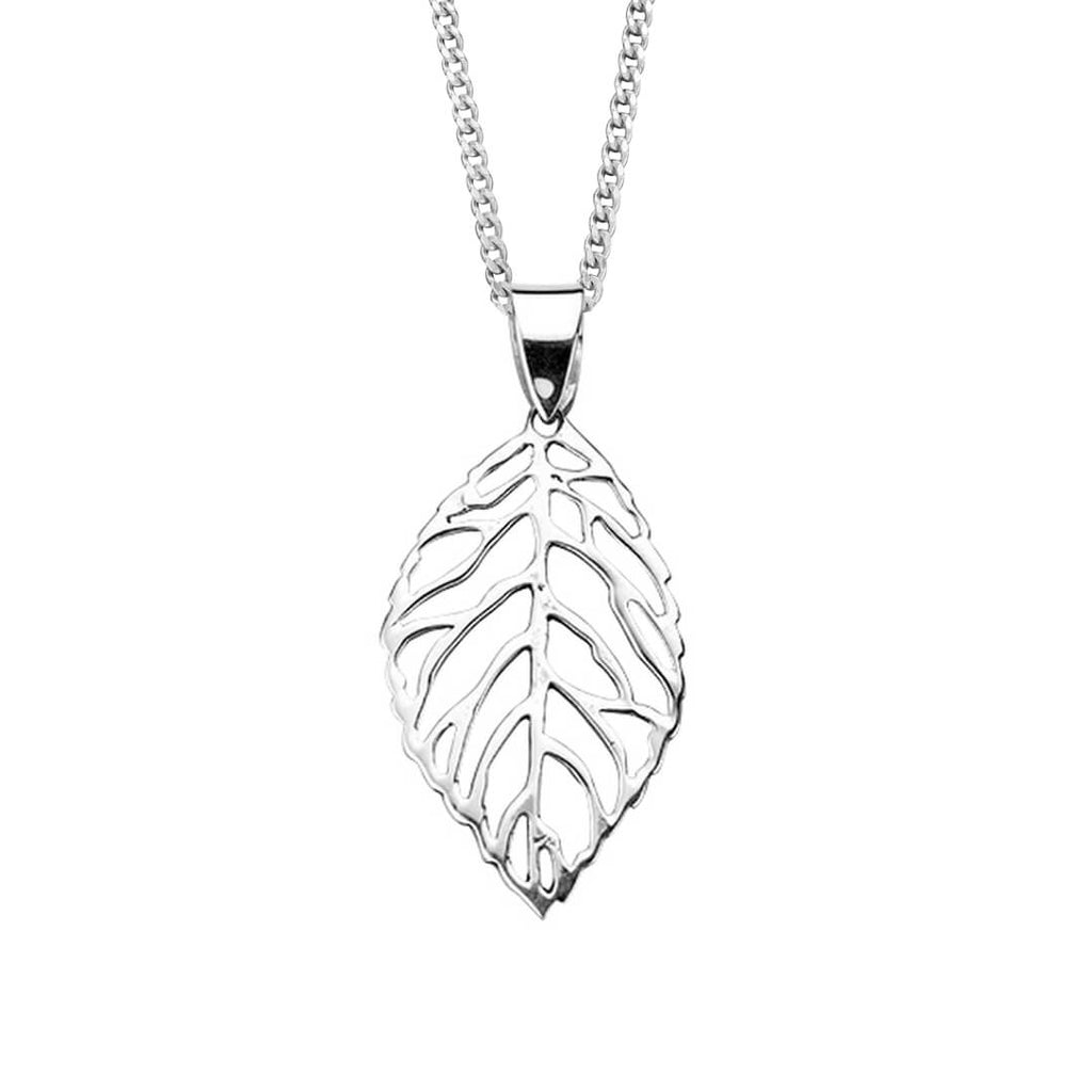Gecko Jewellery Cut Out Leaf Pendant - Nature Inspired Silver Necklace
